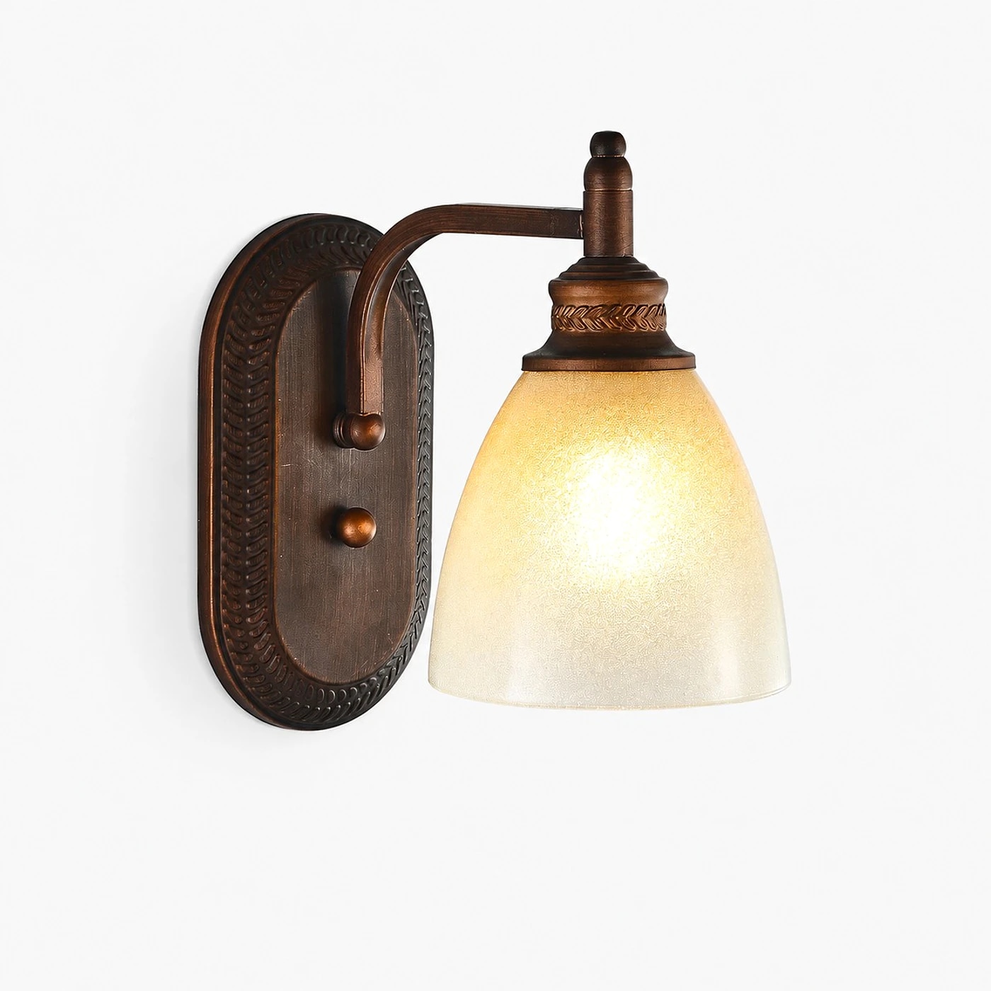 Full antique bronze amber glass wall sconce