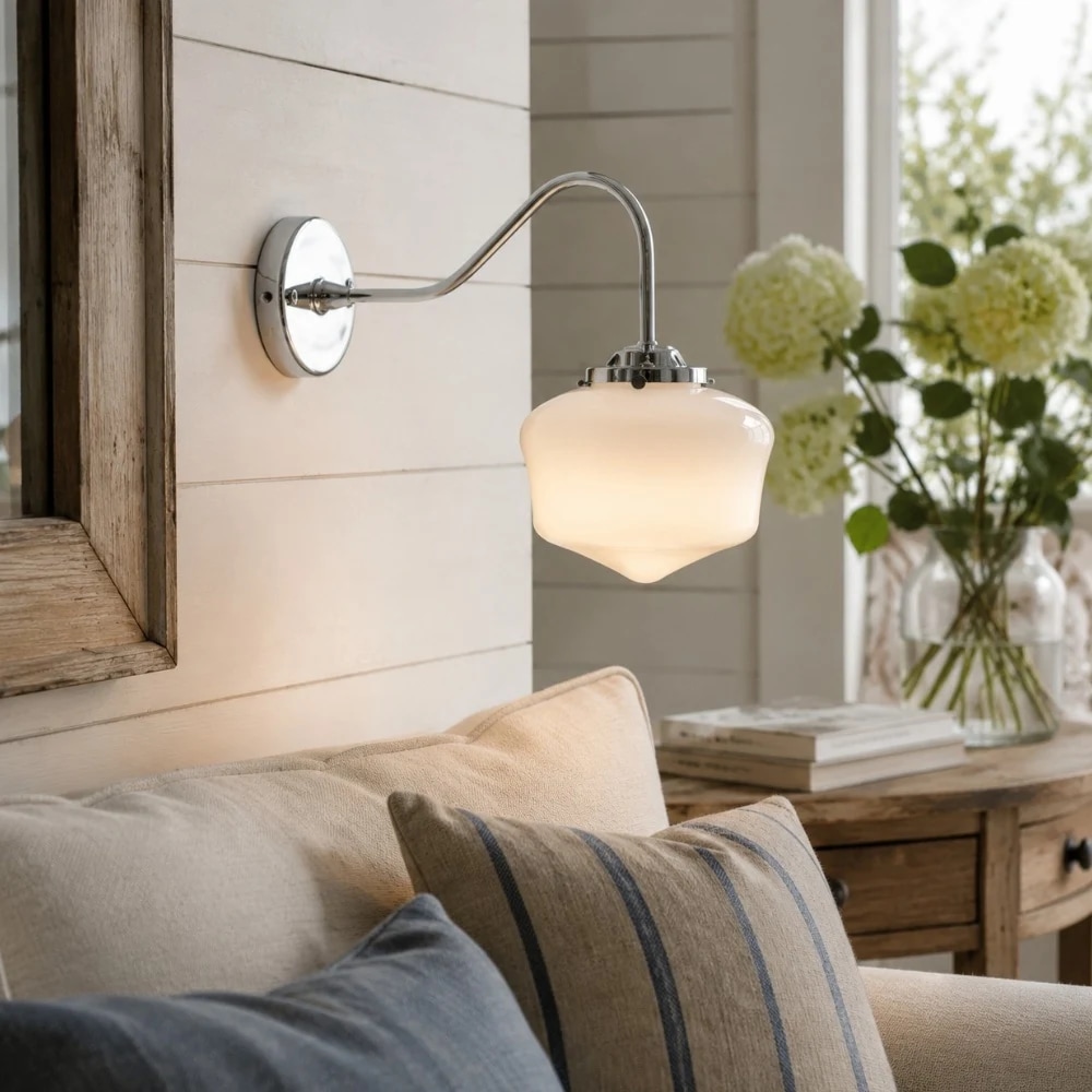 Vintage Opal Glass Wall Sconce room scene