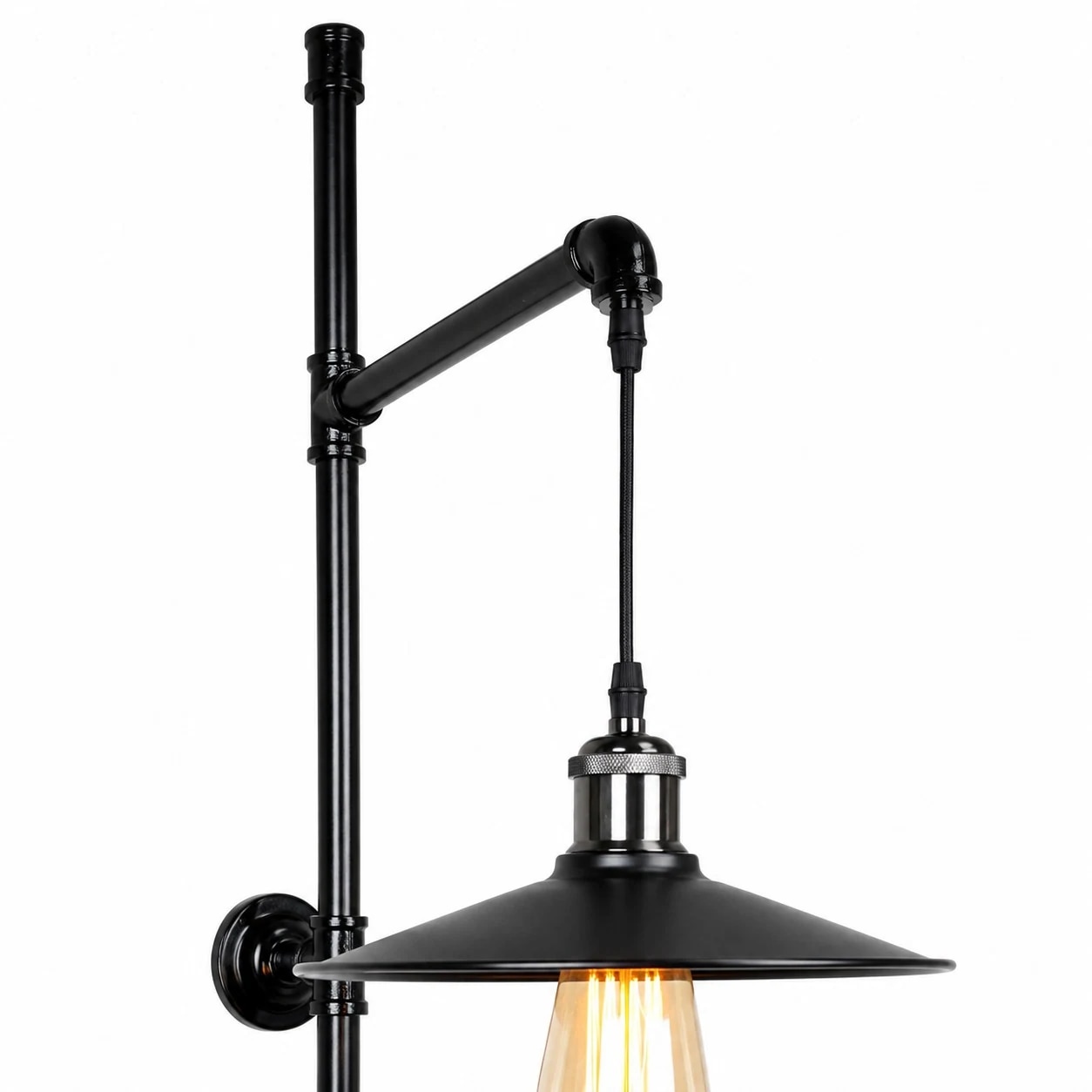 Black pipe arm and hanging socket detail