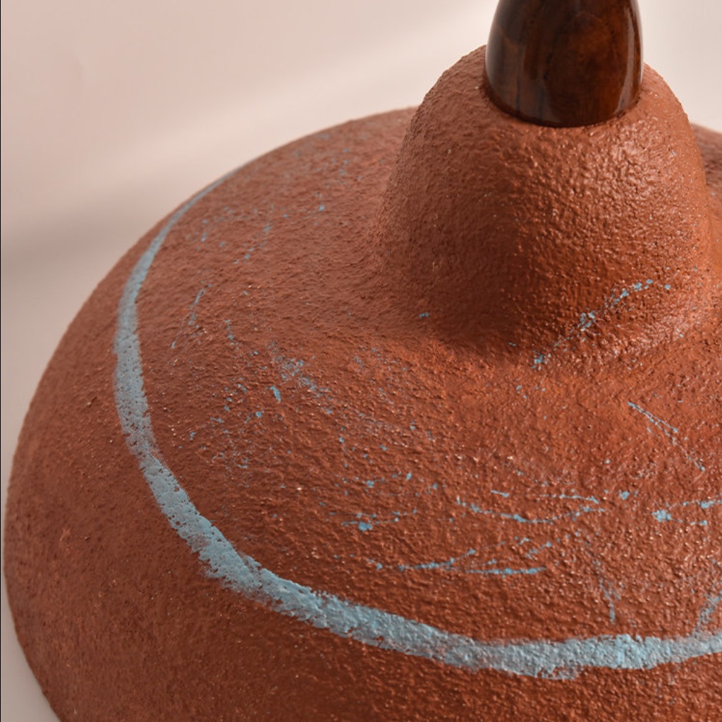 Close view of distressed terracotta resin shade texture