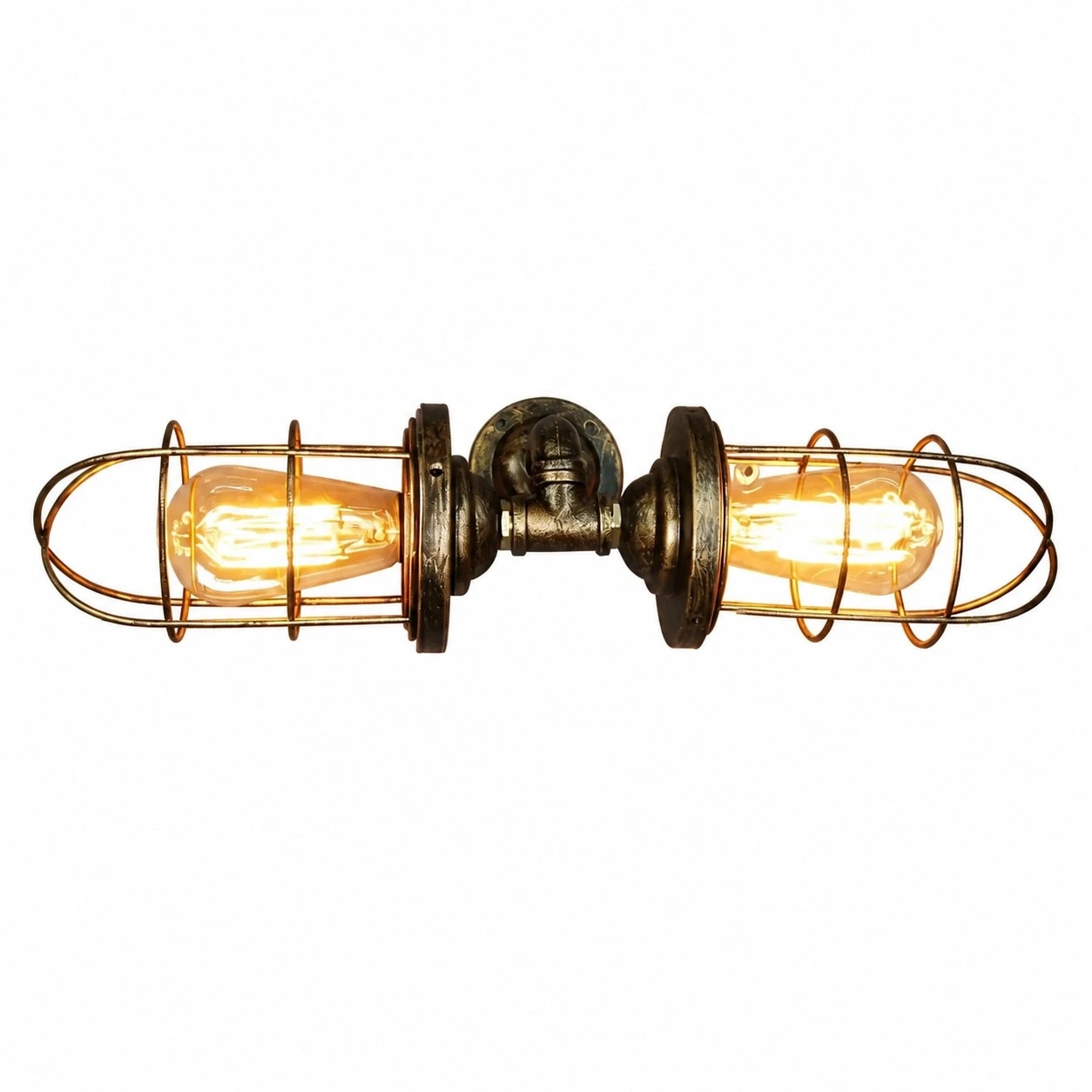 Double-headed antique bronze hardwired wall sconce