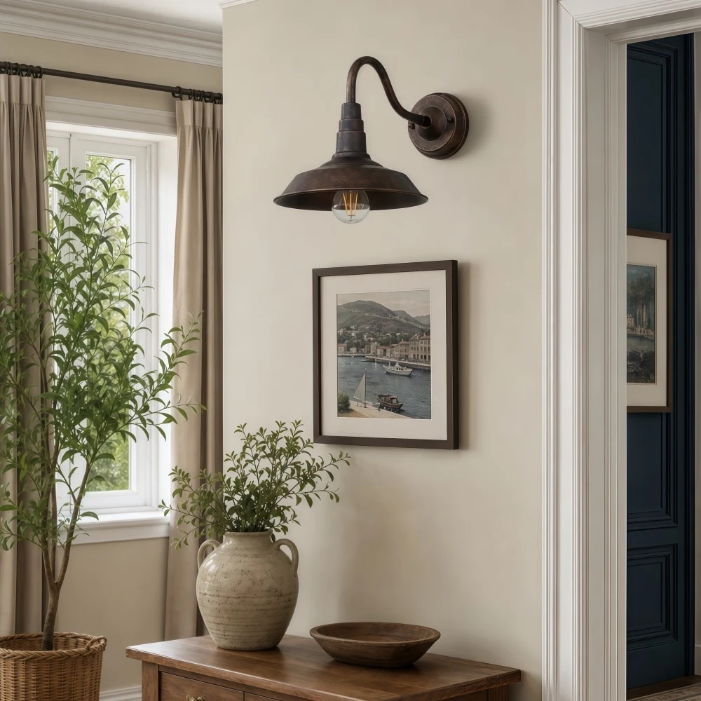 Solenvo wall lamp beside an interior entryway