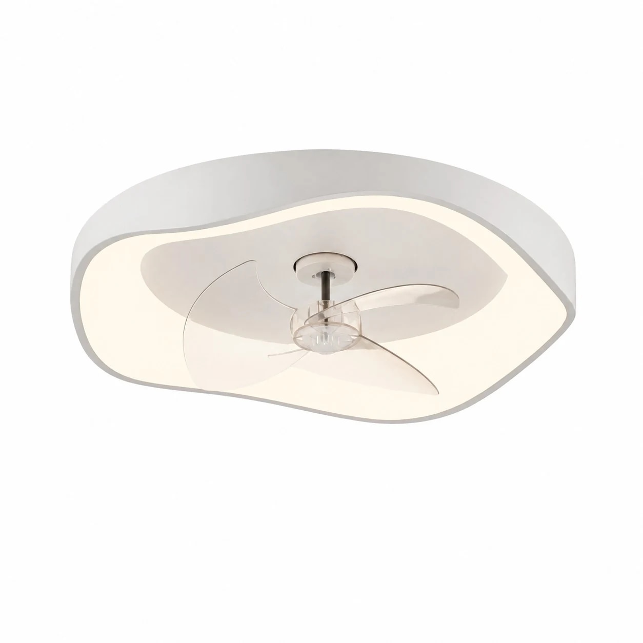 White full spectrum ceiling fan light with transparent blades