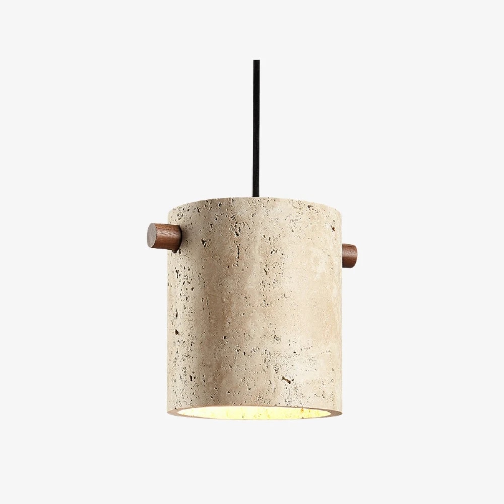 Wabi-Sabi Travertine Cylinder Pendant Light style