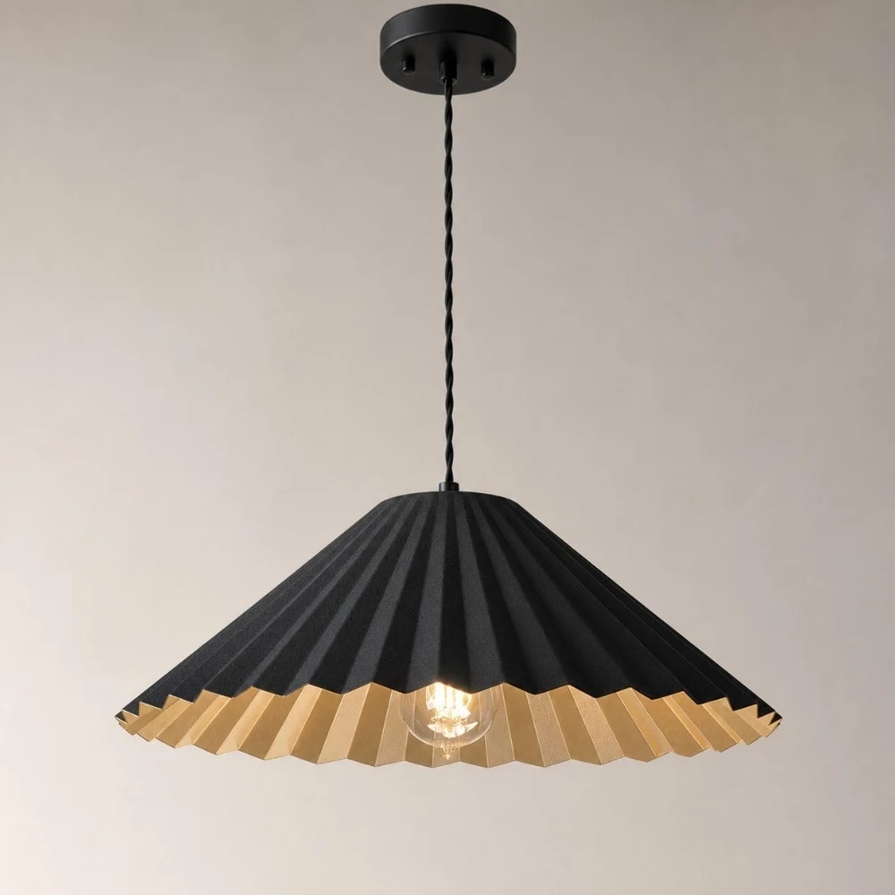 Pendant canopy and pleated shade detail