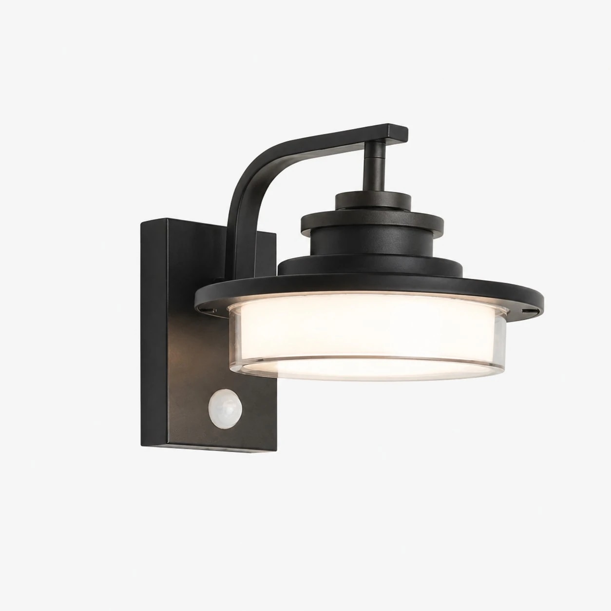 Style A Motion Sensor black outdoor glass wall light