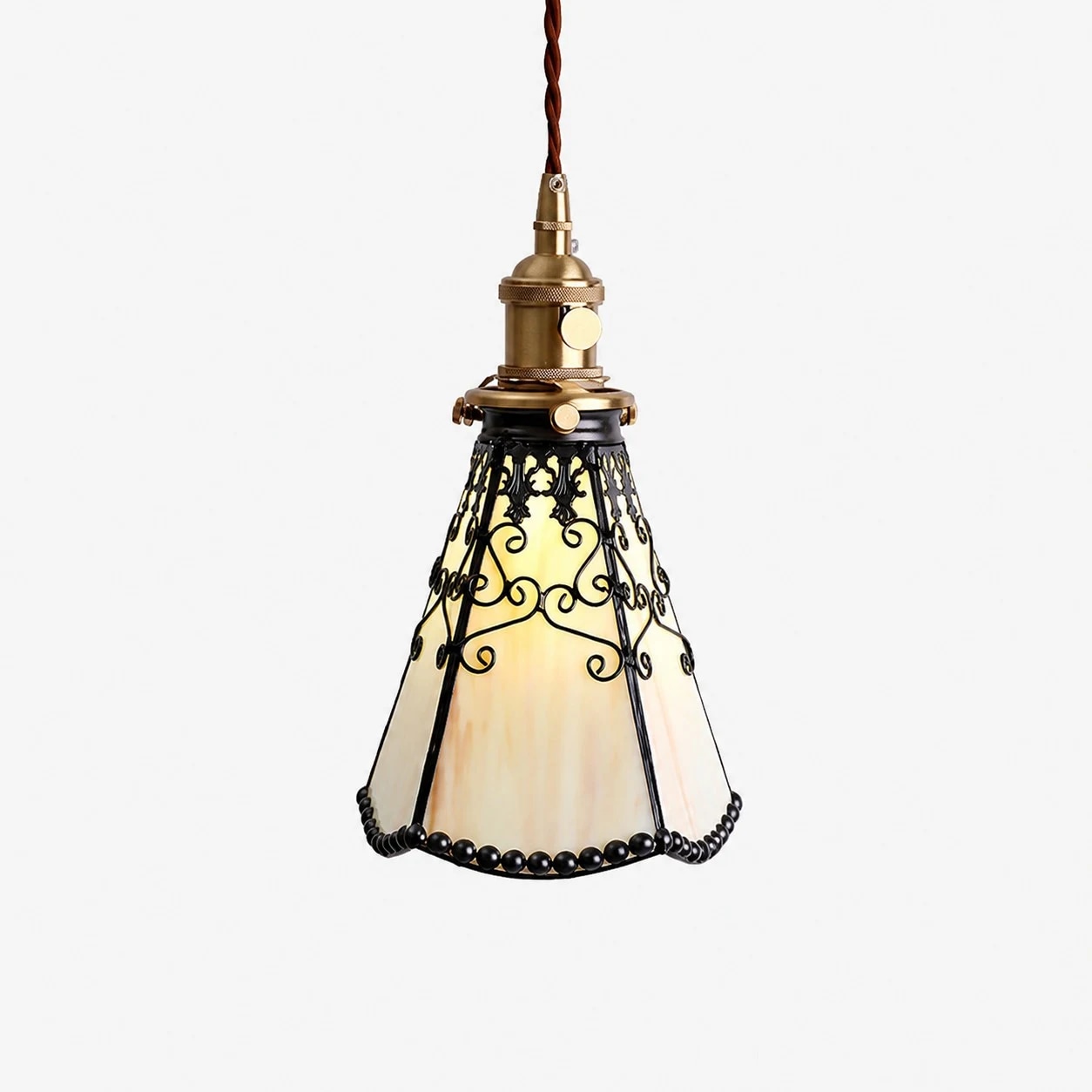 Light yellow single Tiffany style pendant
