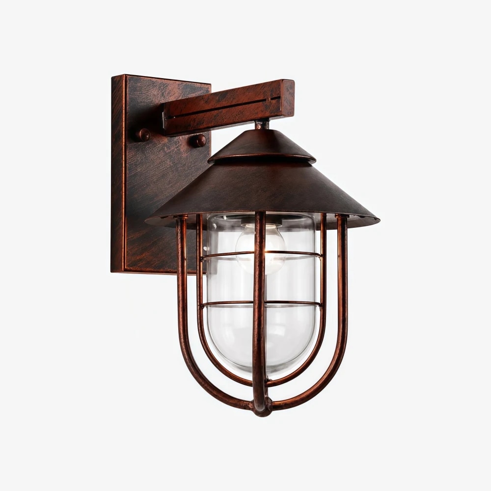 Black finish shade and clear glass lantern detail