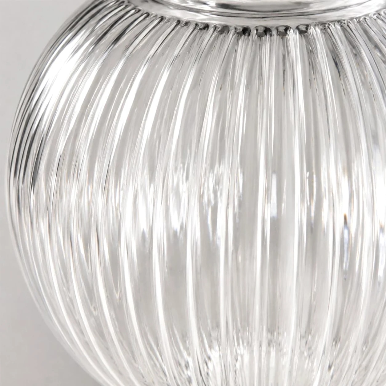 Close detail of ribbed glass shade texture