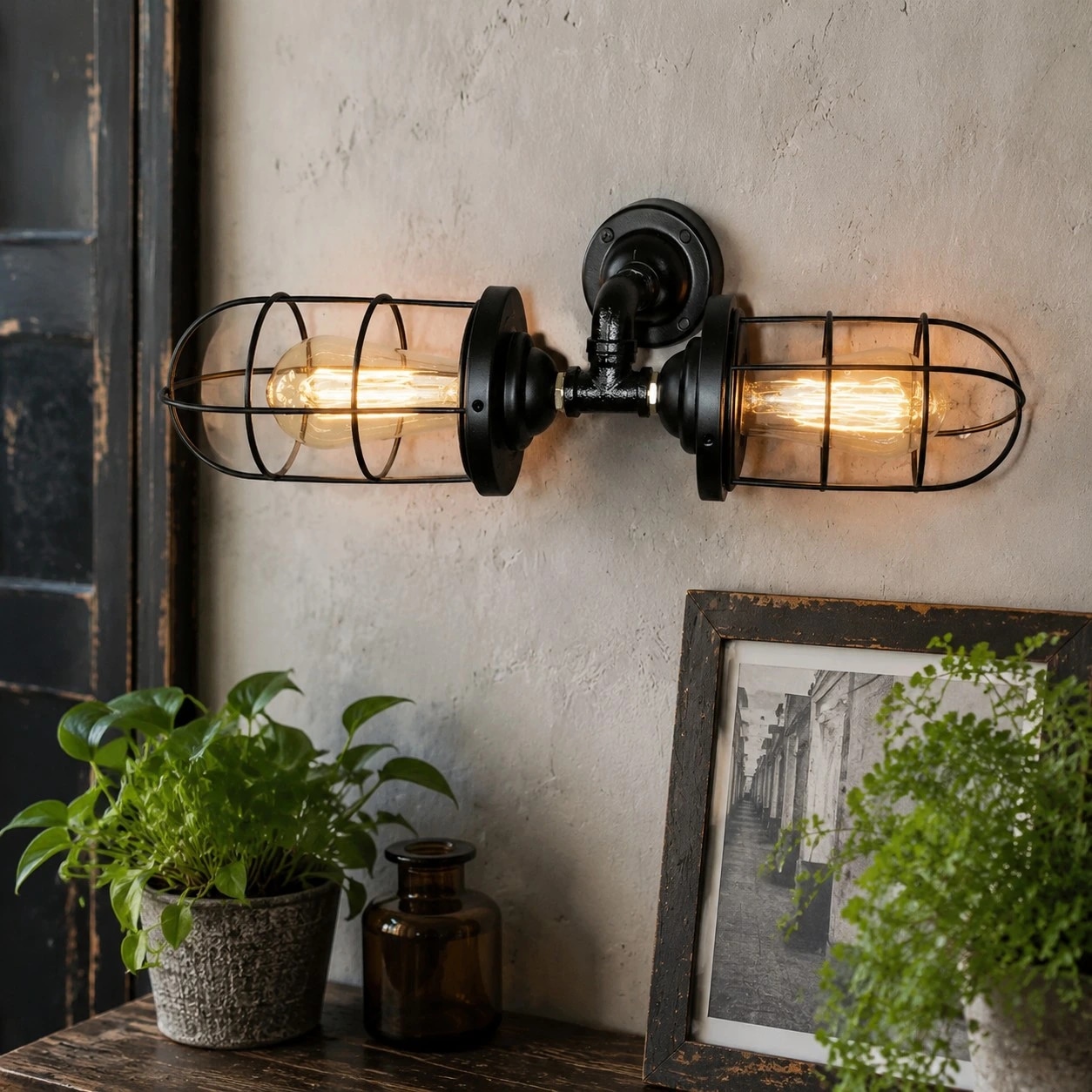Vintage wall light installation scene