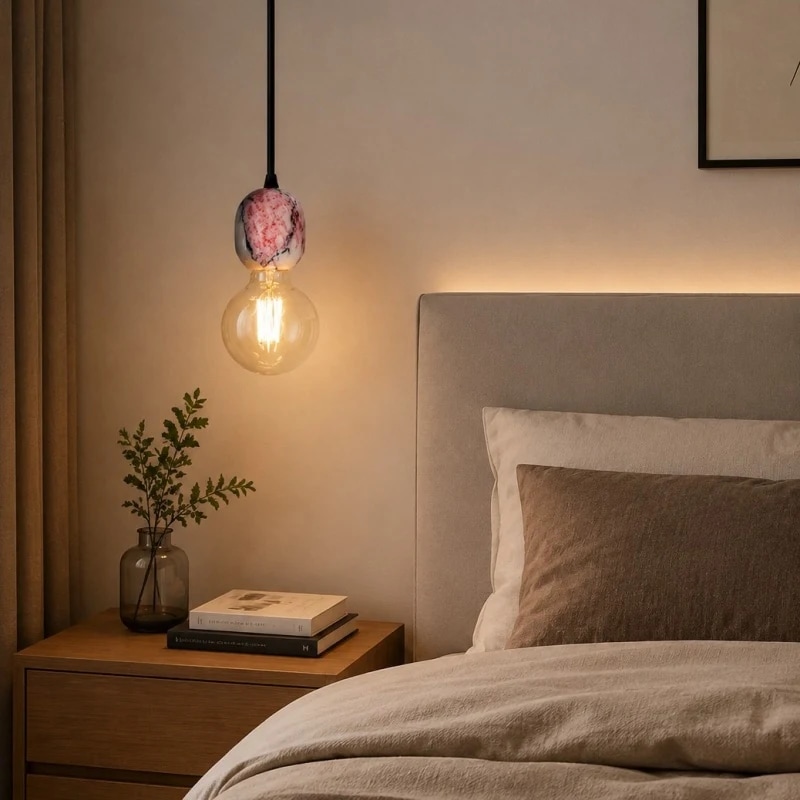 A bedside accent with gallery-like warmth