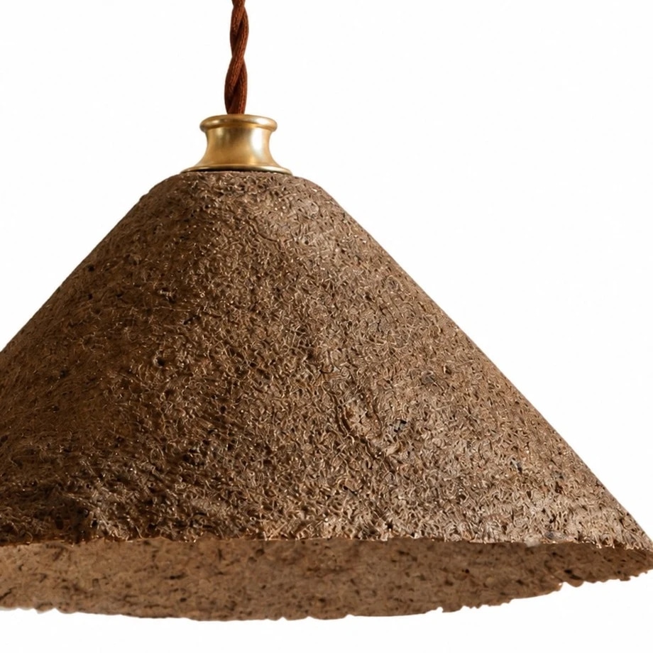 Close view of the coffee brown textured cone shade