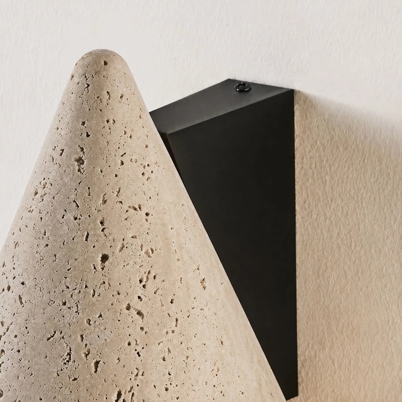 Natural Travertine Cone Wall Sconce
