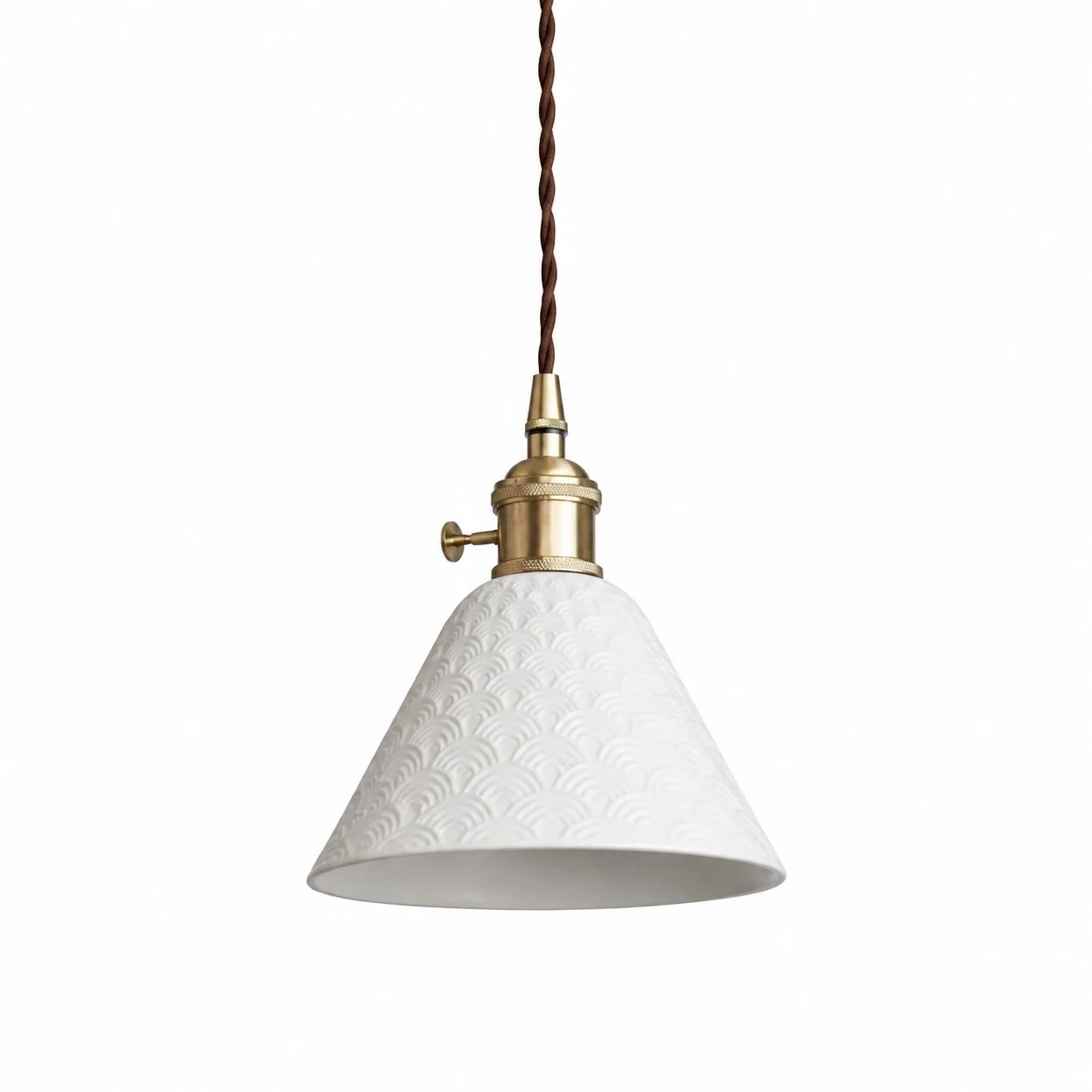 Cone Wave white ceramic brass pendant lamp
