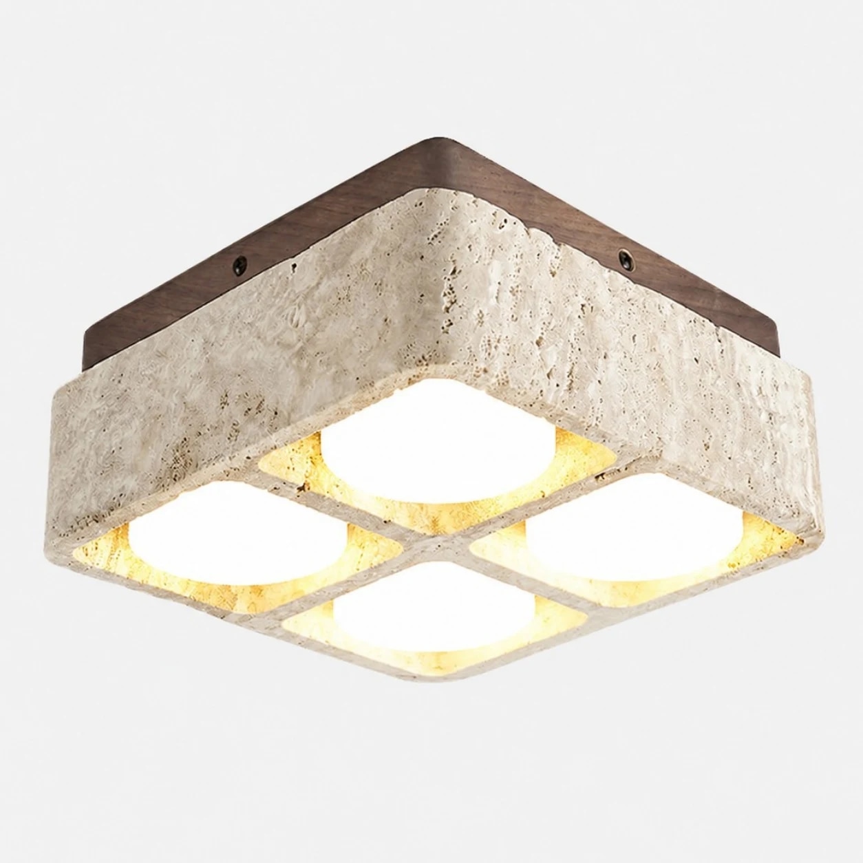 Yellow-4Lights travertine ceiling light