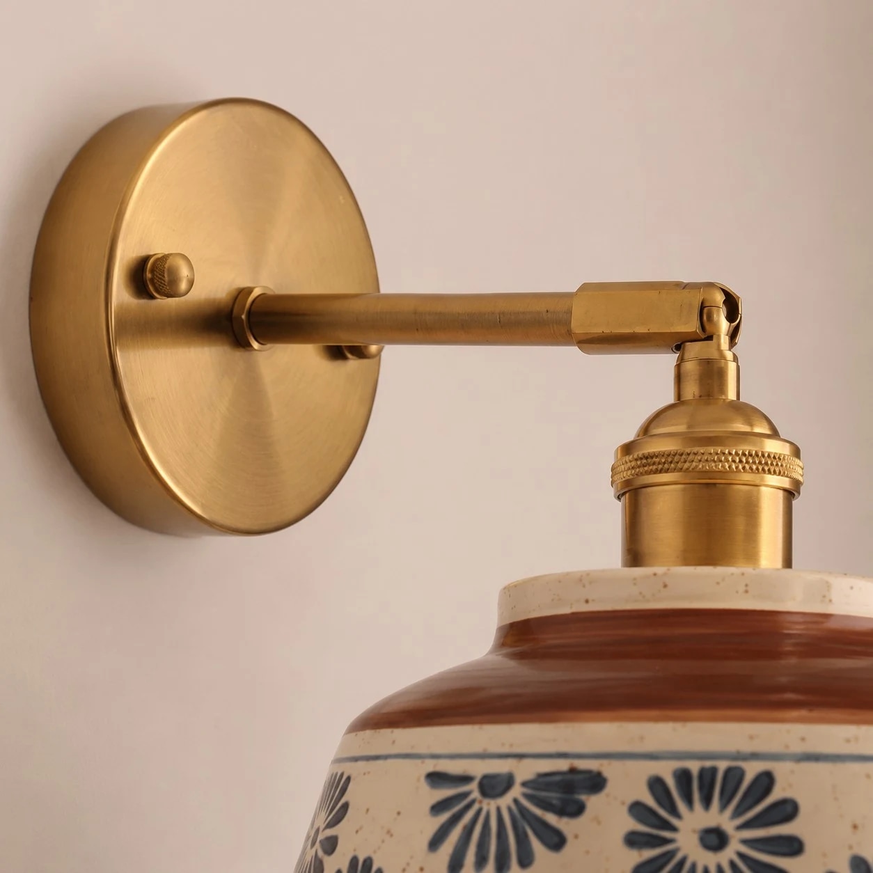 Vintage Blue Floral Ceramic Wall Sconce