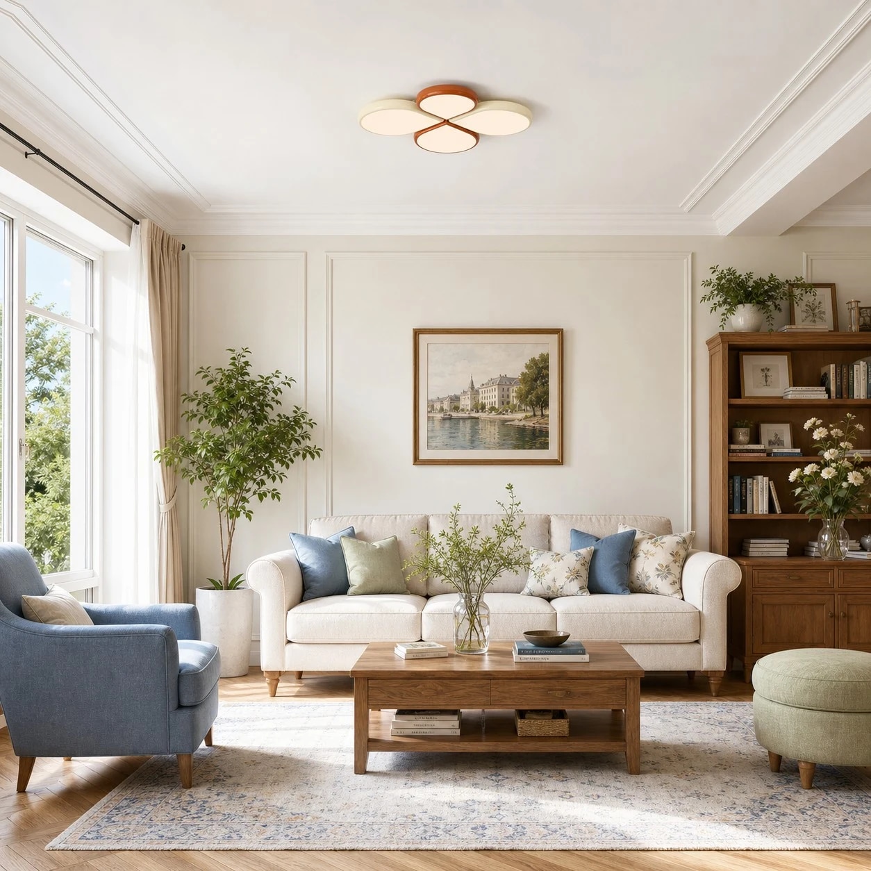 Clover ceiling light in a living room
