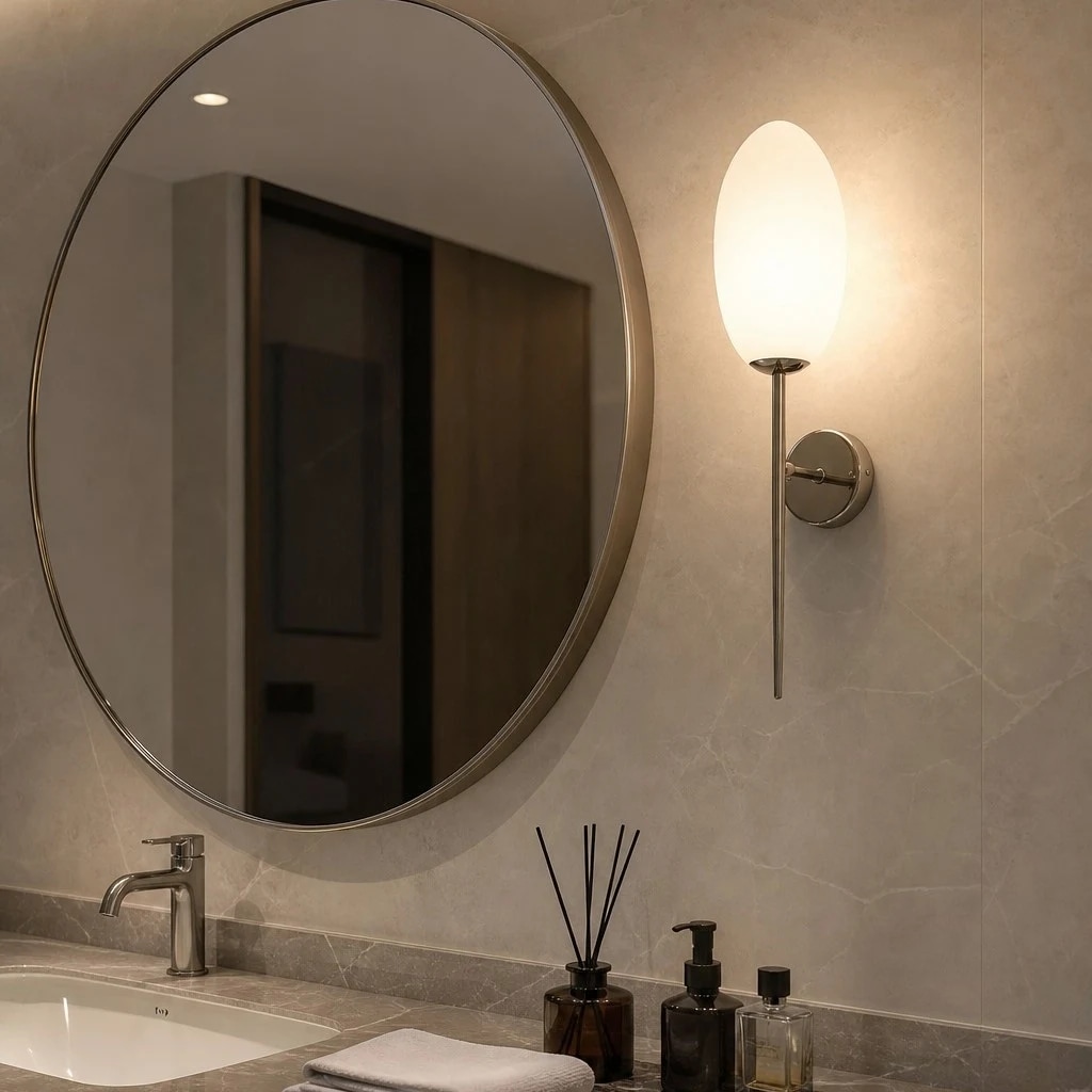 Milk glass wall sconce room scene