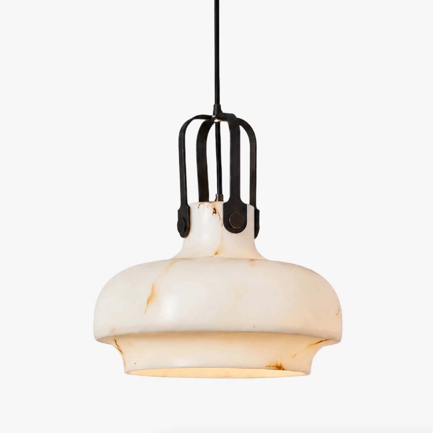 Faux alabaster pendant light SKU view in black and white finish