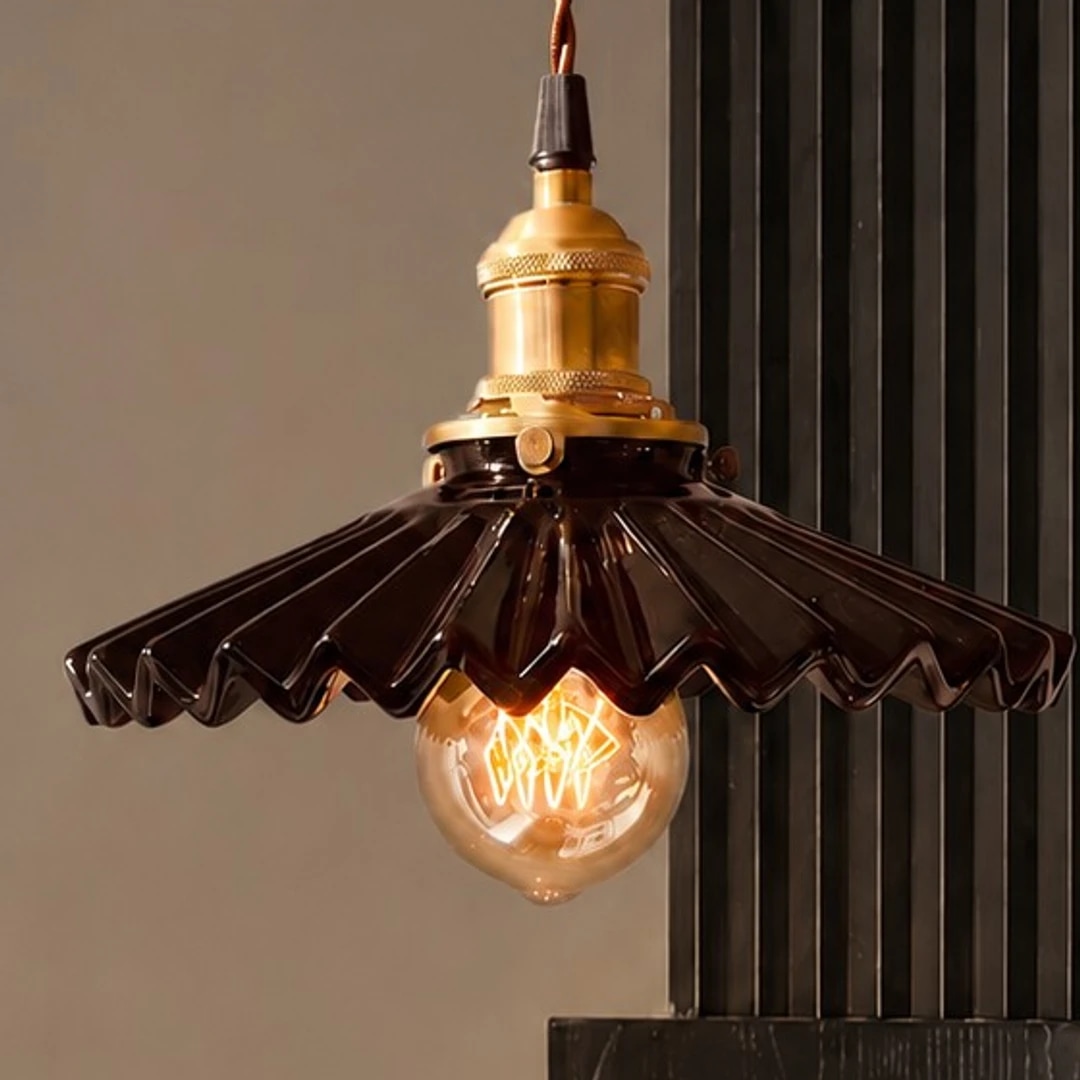 Close view of the pleated ceramic shade profile