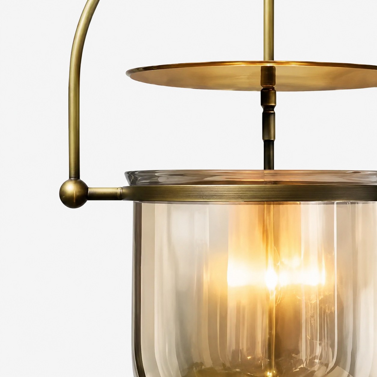 Vintage Ribbed Glass Pendant Light