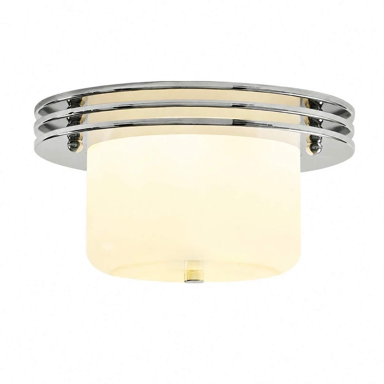 Zenthoris 30 cm chrome and milky glass flush mount ceiling fixture