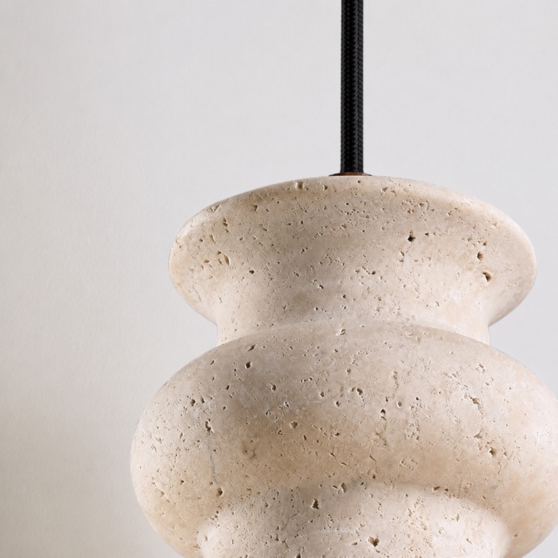 Single head yellow travertine pendant light