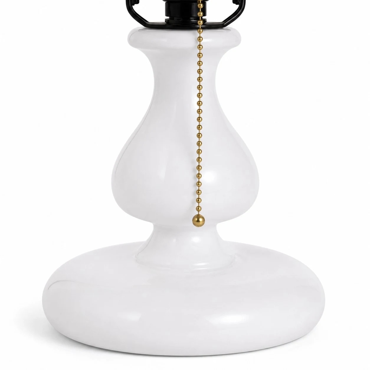 White pedestal lamp base with pull chain switch