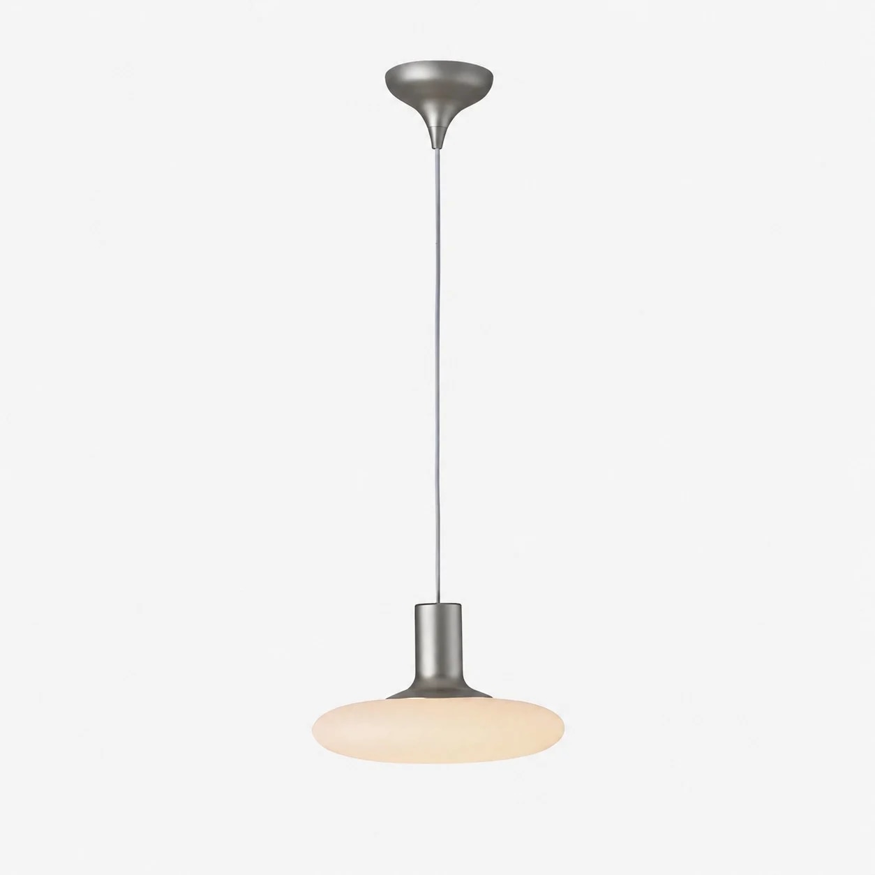 Large 11 inch white glass chrome pendant lamp SKU visual