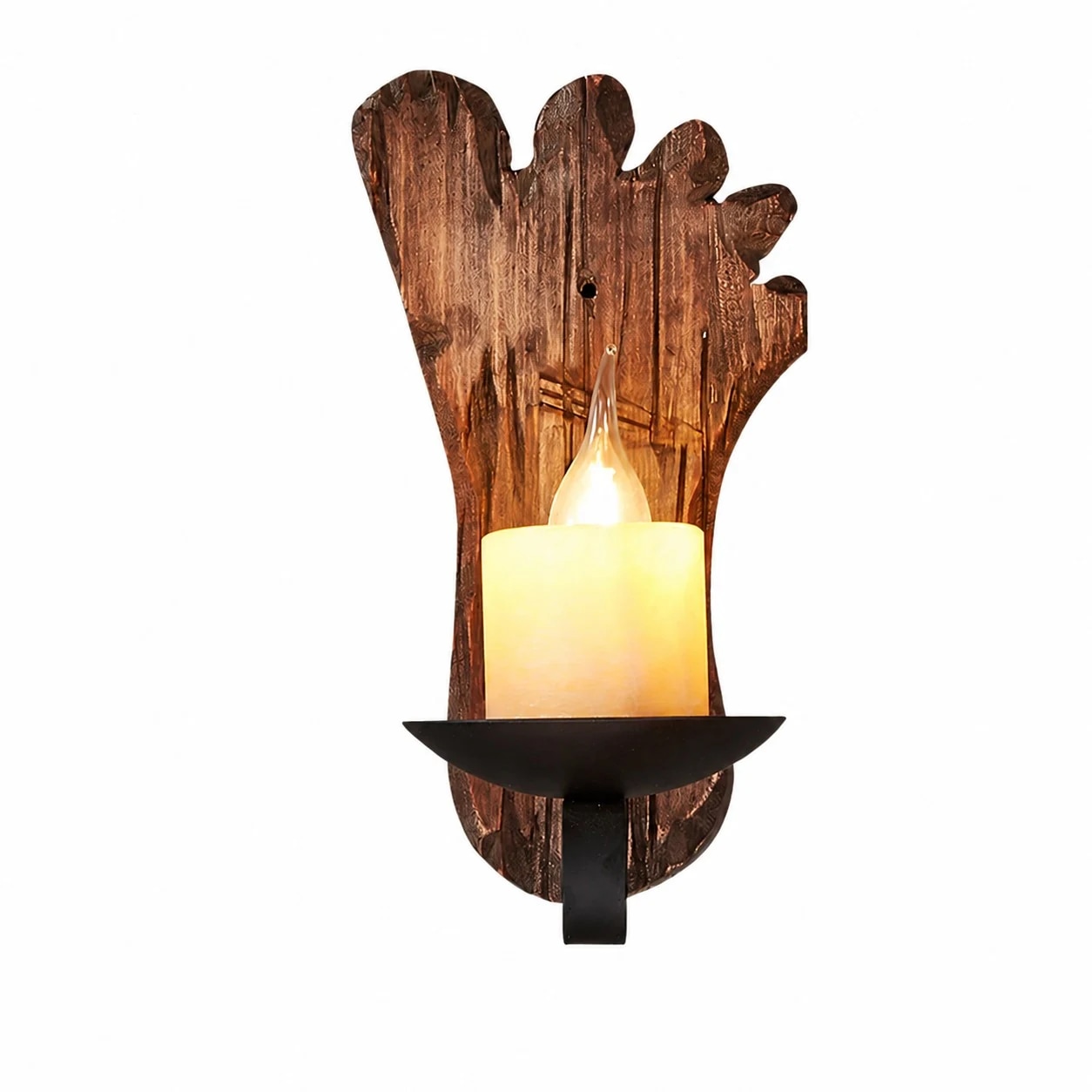 Rustic wall sconce style option with wood backplate
