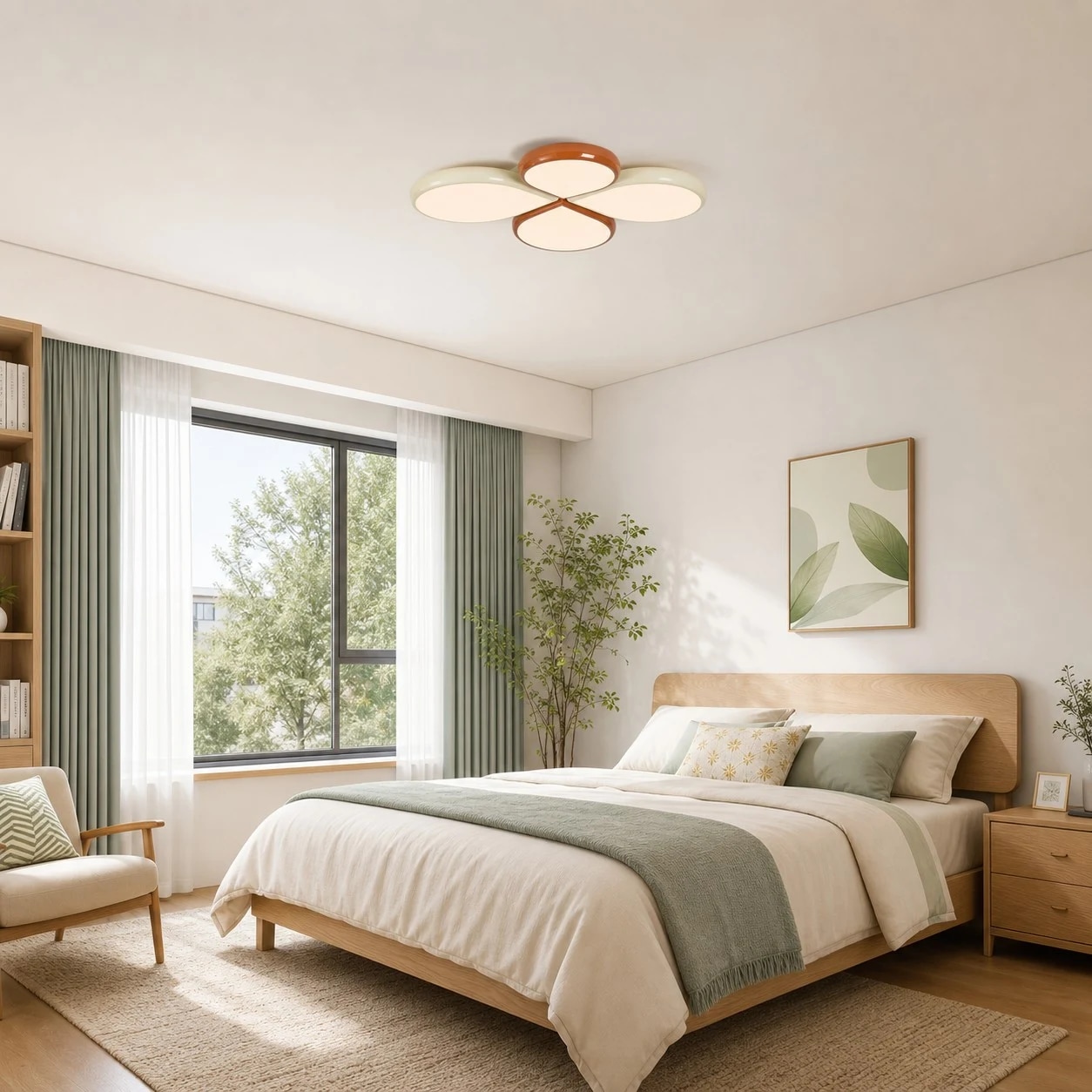 Clover ceiling light in a bedroom