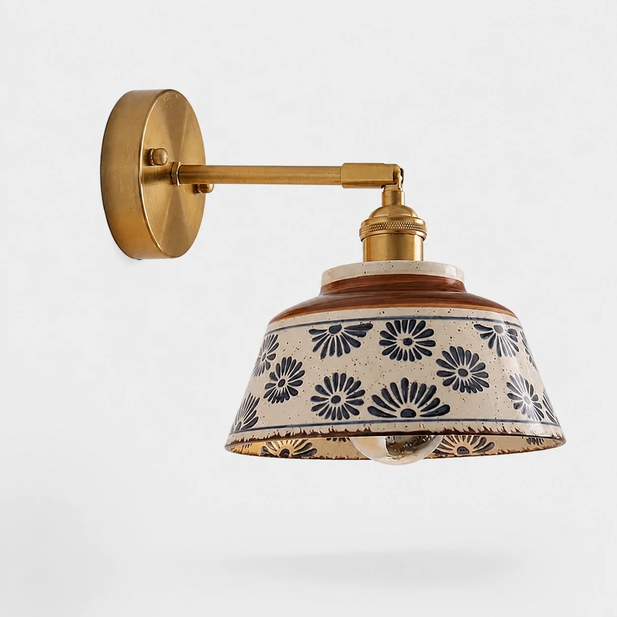 Vintage Blue Floral Ceramic Wall Sconce product view