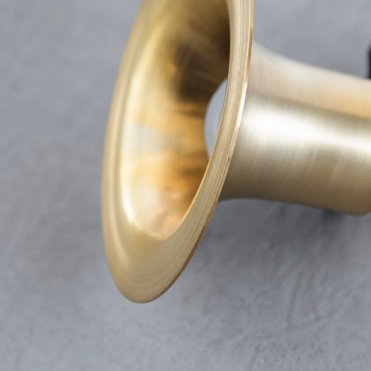 Close-up of brushed brass shade rim