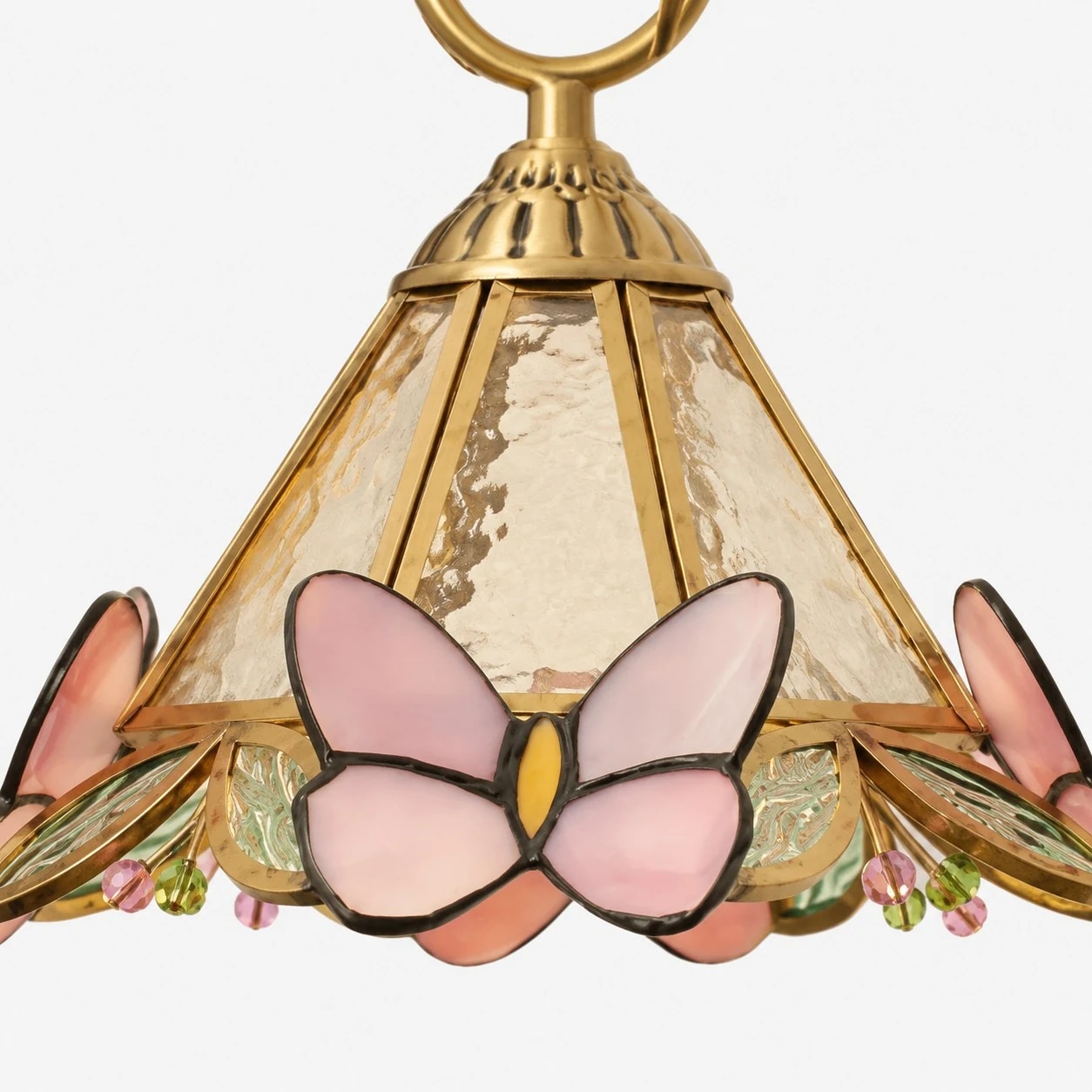 Butterfly pendant glass shade and butterfly detail