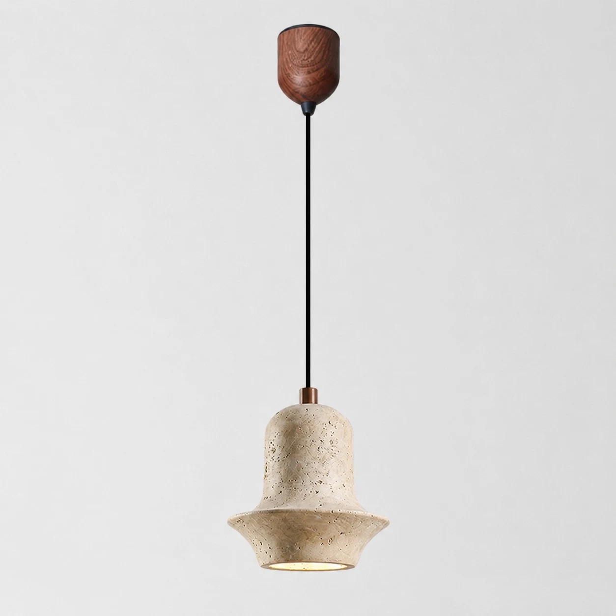 Yellow travertine single pendant light