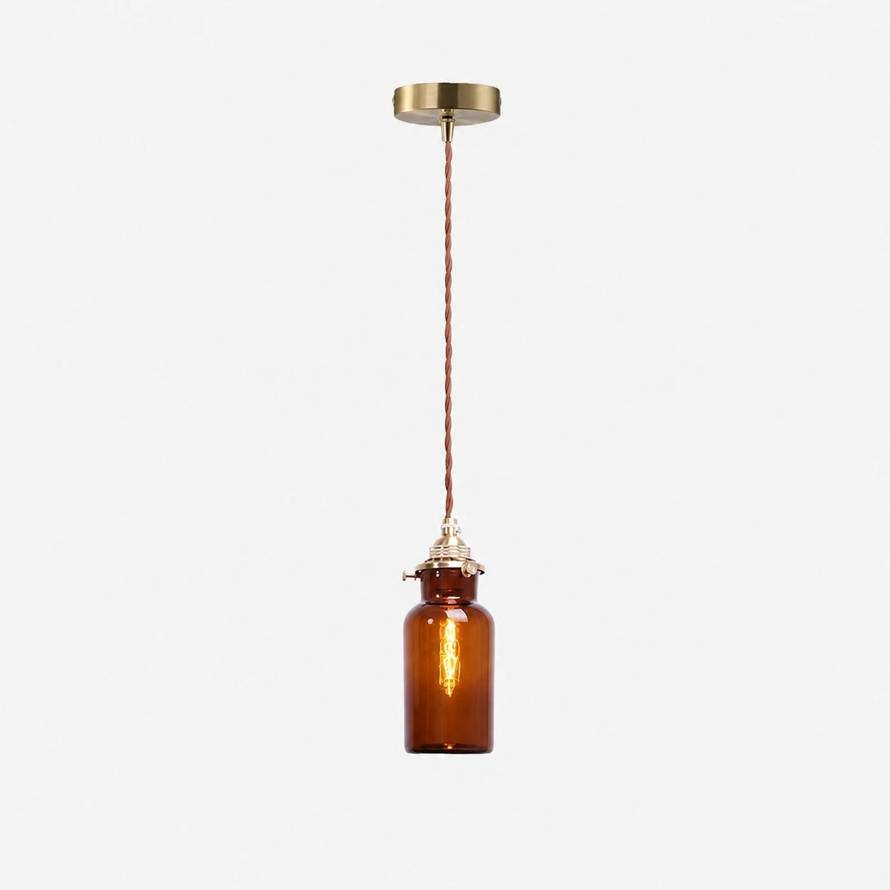 Full amber brown glass bottle pendant lamp