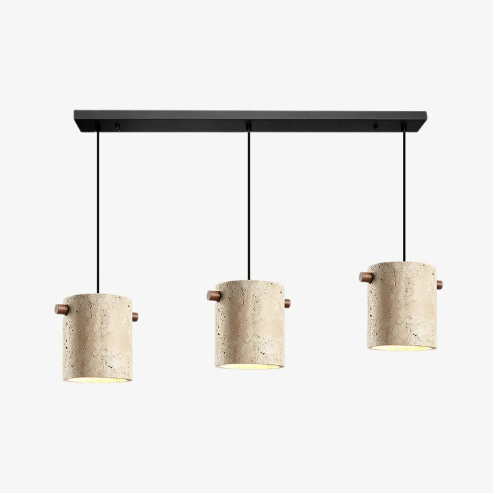 Wabi-Sabi Travertine Cylinder Pendant Light style
