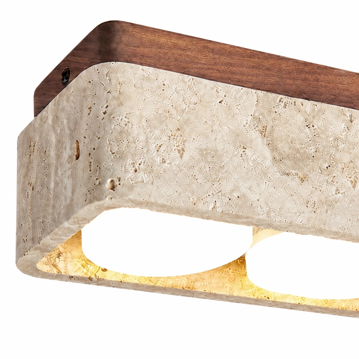 Travertine ceiling light stone texture and warm GX53 glow