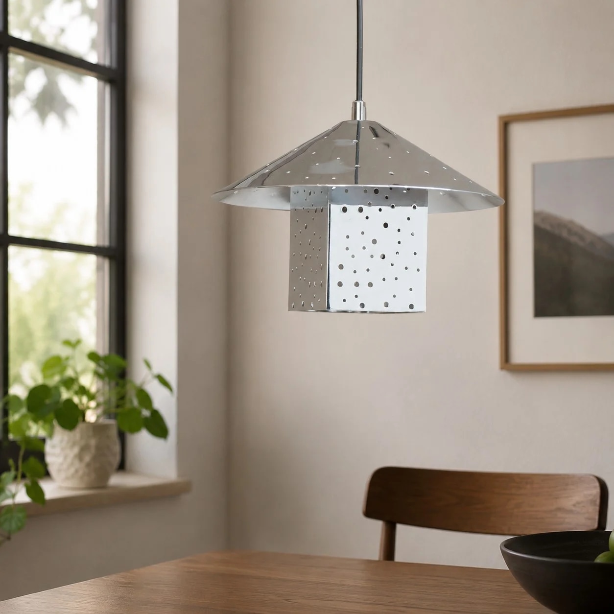 Hollow pendant shade side view