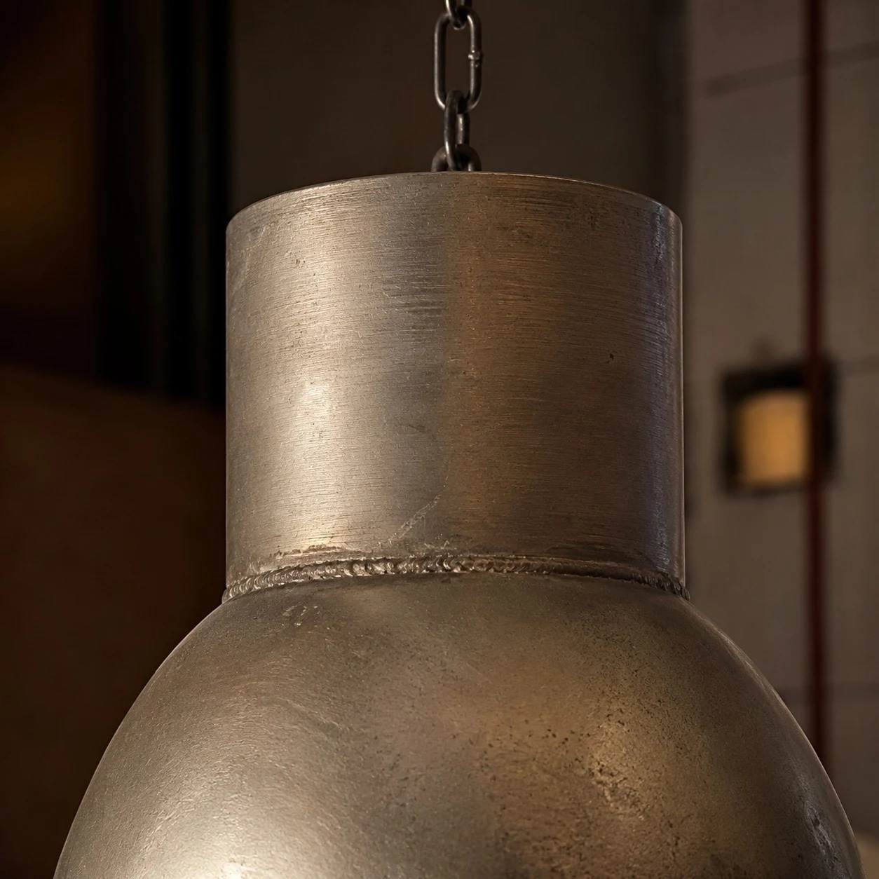 Close view of weathered aluminum shade texture