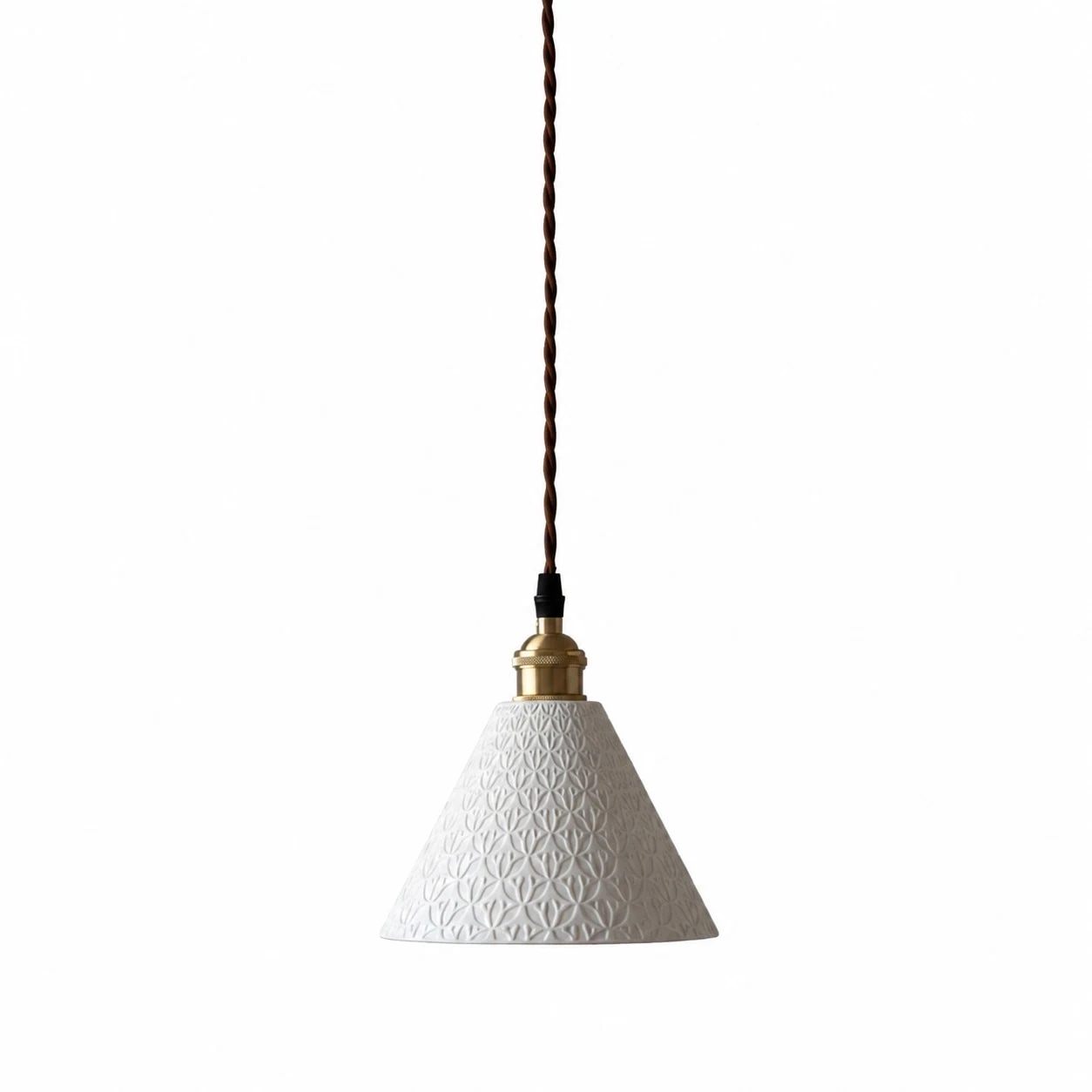 Cone Floral white ceramic brass pendant lamp