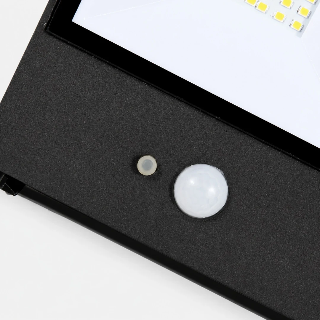 Close view of motion sensor and black aluminum housing