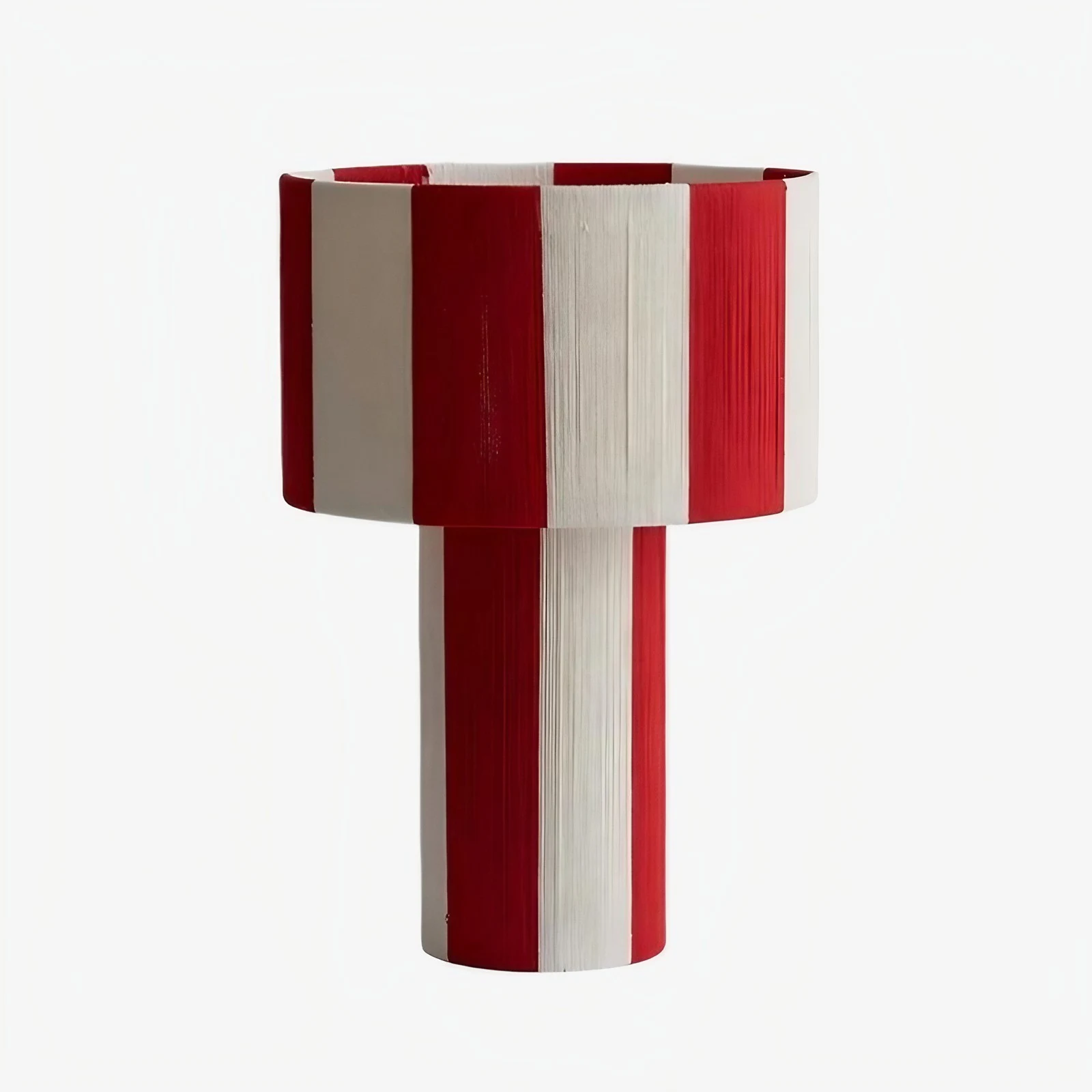 Red striped woven table lamp color option