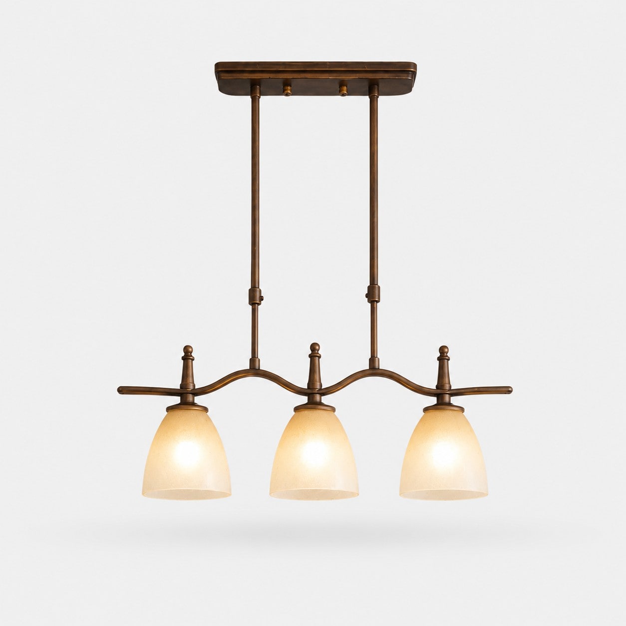 Hanglamp met 3 armen en glas
