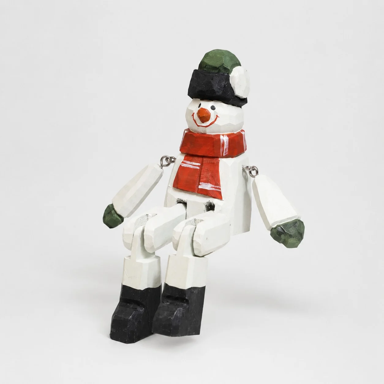Handgeschnitzter Weihnachtsmann-Schneemann aus Holz