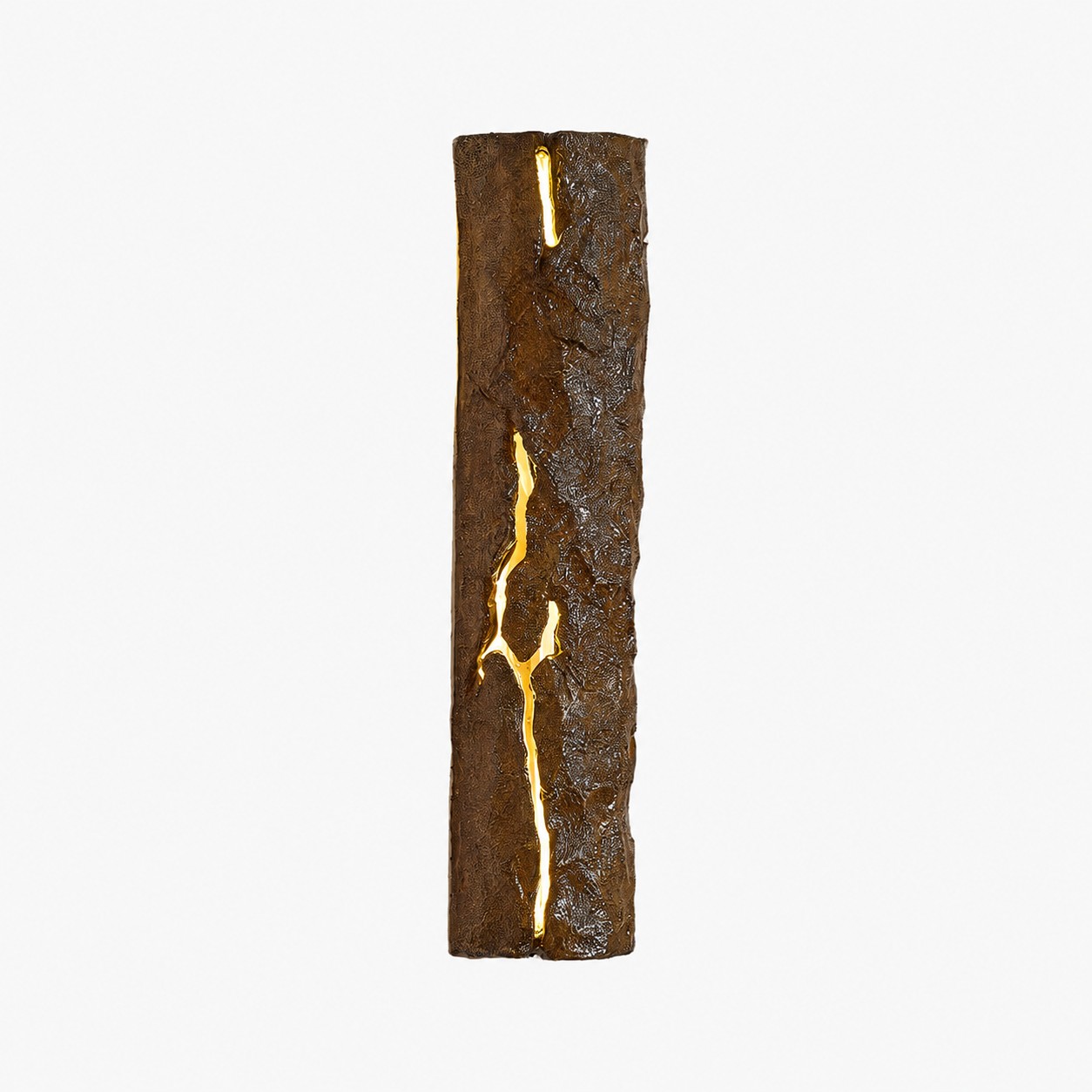 Applique da parete in resina effetto legno marrone con effetto crepa SKU immagine