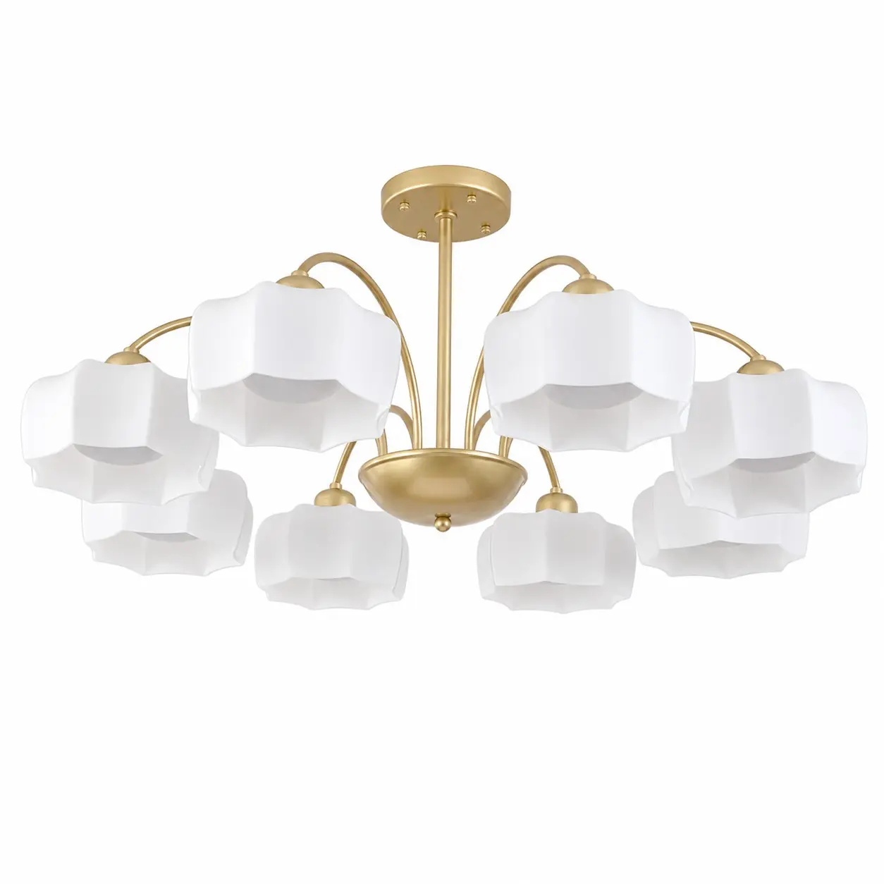 Gold and white 8-light chandelier