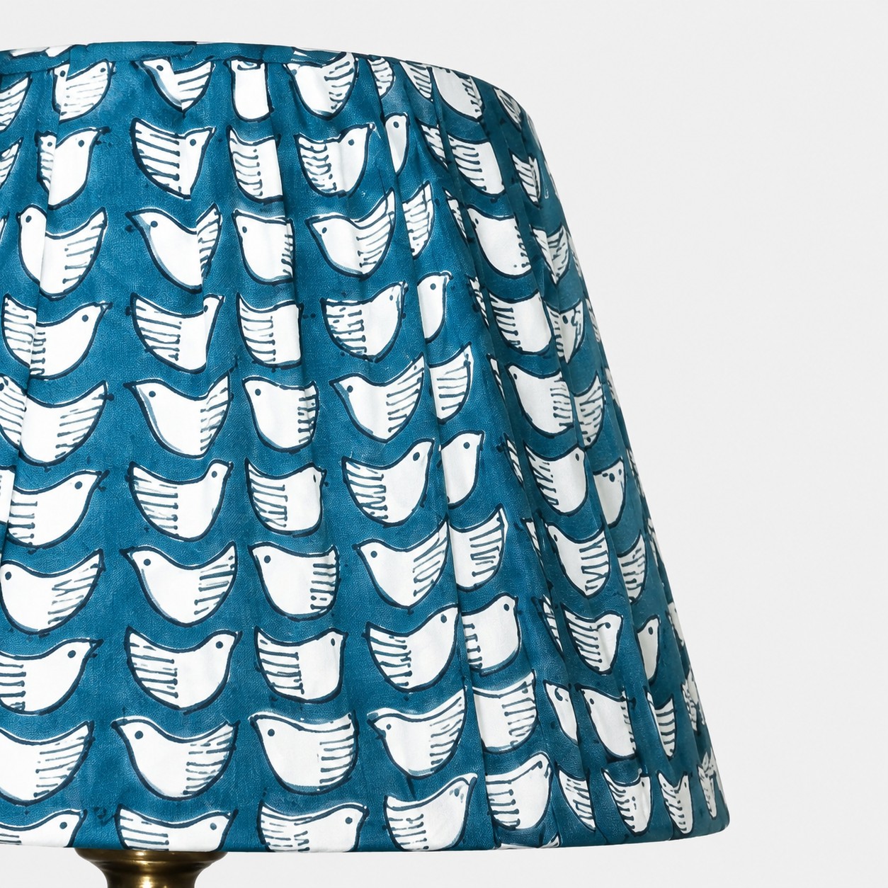 Sculptural Ceramic Table Lamp with Patterned Fabric Shade