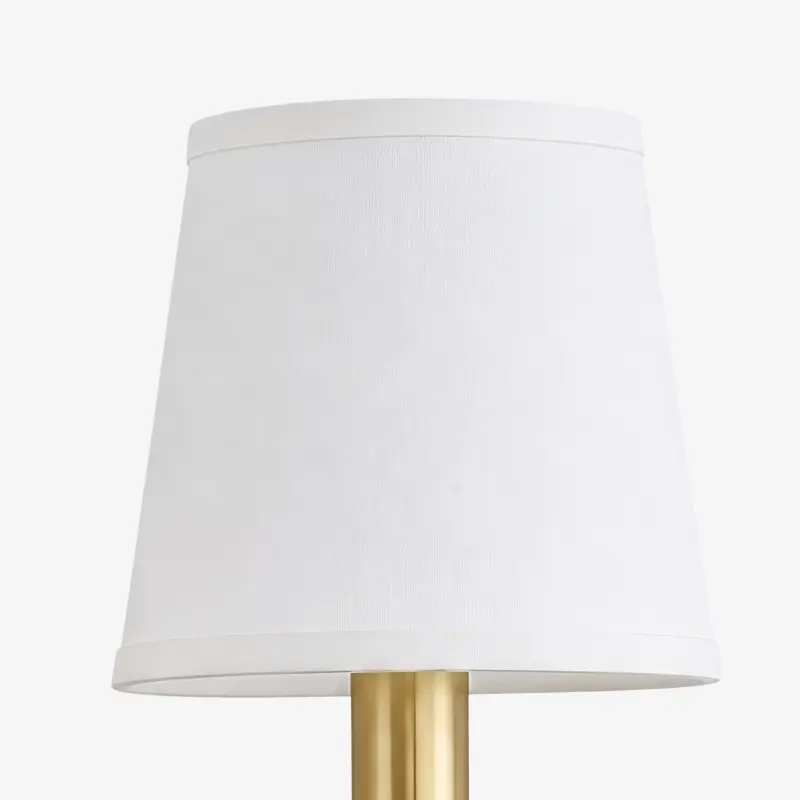 Close-up of the white fabric shade texture and trim