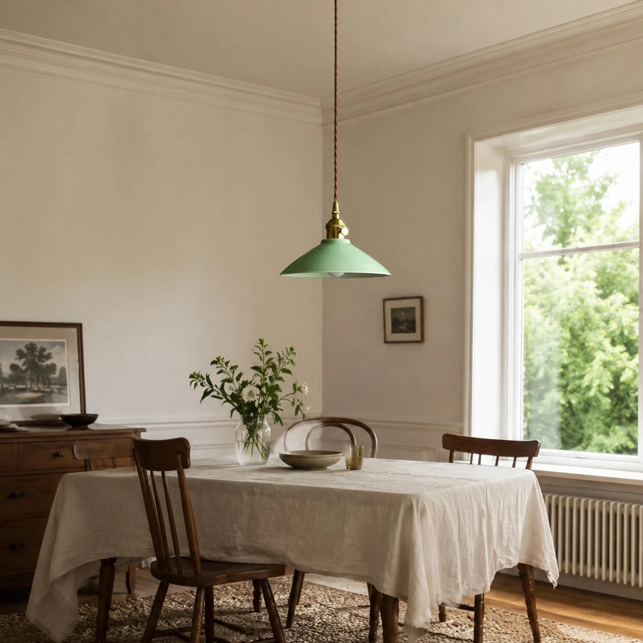 A quiet pendant for dining tables, tea corners, and bedside spaces. 1
